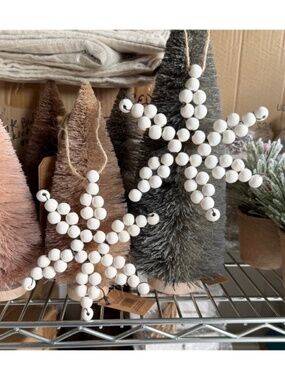 Set of 2 Snowflake Beaded Ornaments